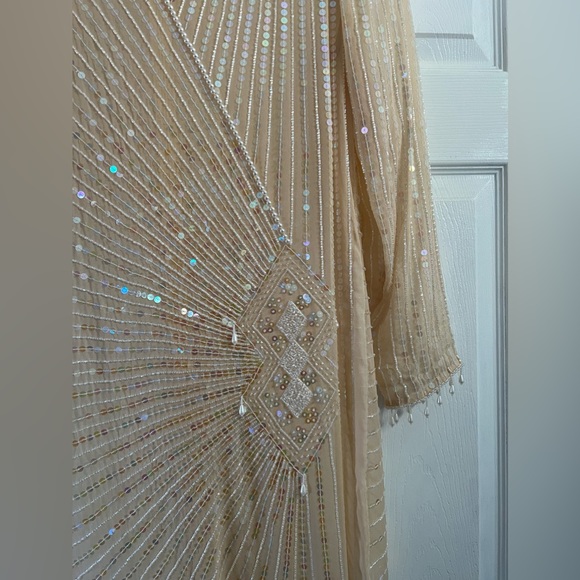 Neutral Sheer Bridal Cocktail Dress - Picture 5 of 17